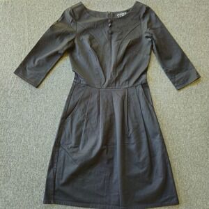Birds of North America Rooster Black Fit Flare Dress XS Canada Cotton Retro EUC